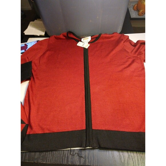 Talbots 2/Set Burgundy/ Black Wool Zip Up Sweater W/TANK LG-Made In Italy($200.) - Picture 3 of 16